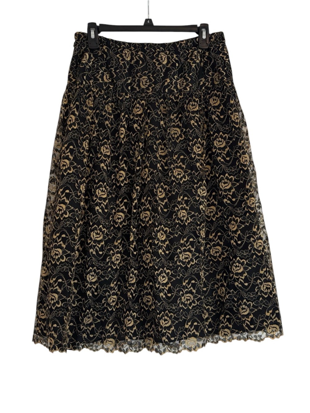Vintage Lola Berent for Superstition Black and Gold Lace A-Line Skirt